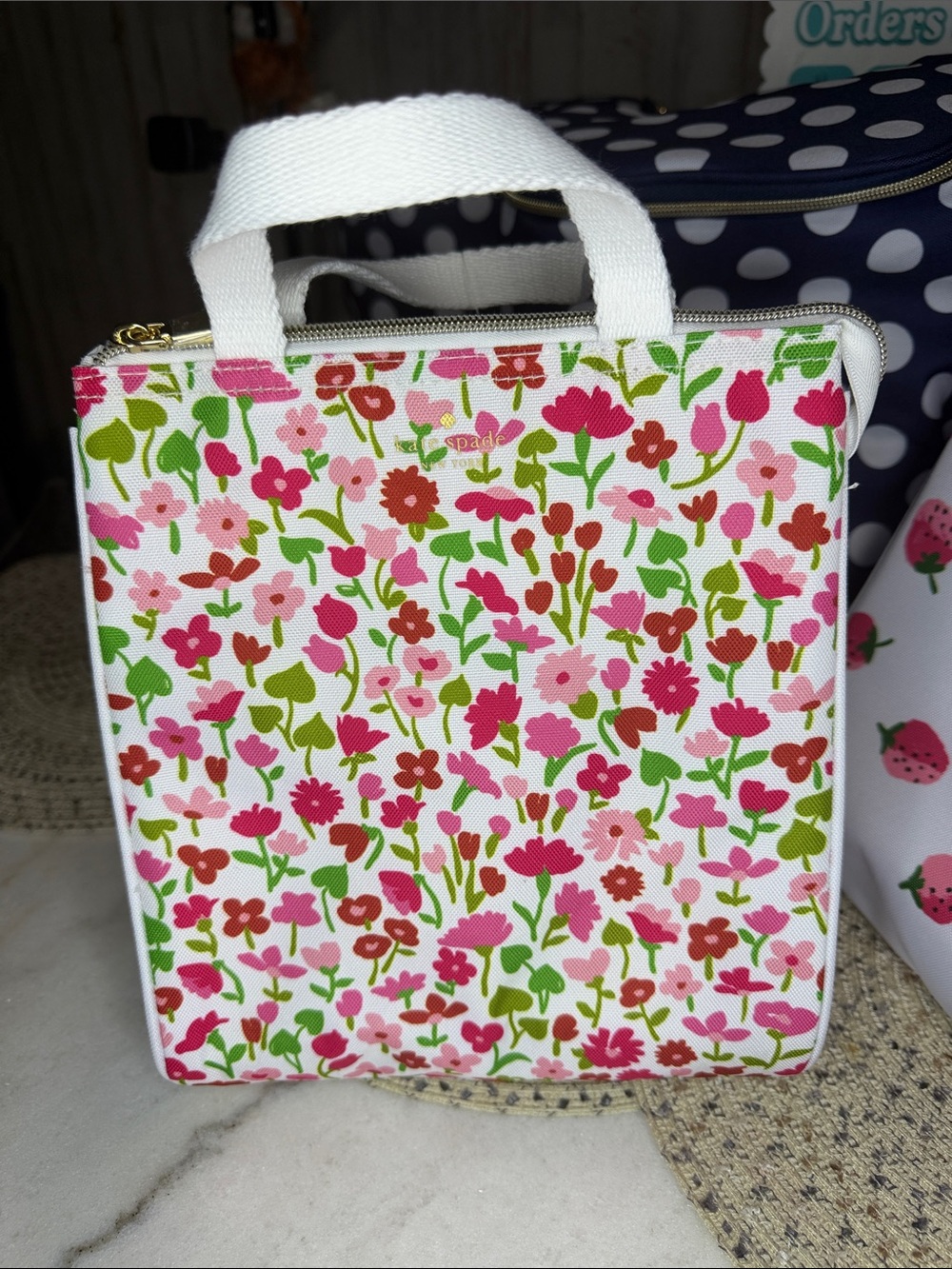 kate spade 💐Pink & Green Floral Lunch bag